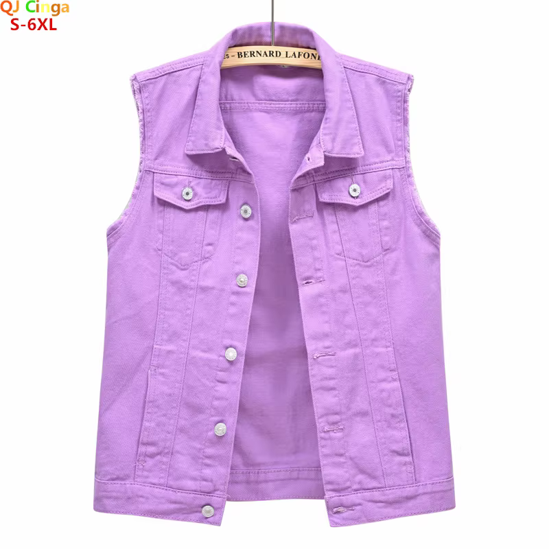 2026 été nouveau violet sans manches gilet veste femmes simple boutonnage revers gilets manteau mode haut décontracté