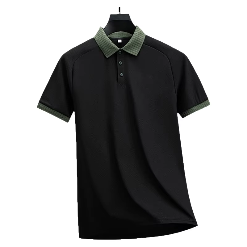 Nouveau Polo Homme Manches Courtes 2026 – T-shirt Décontracté Couleur Unie Tendance pour Affaires et Loisirs – Coupe Ample en Fibre de Polyester