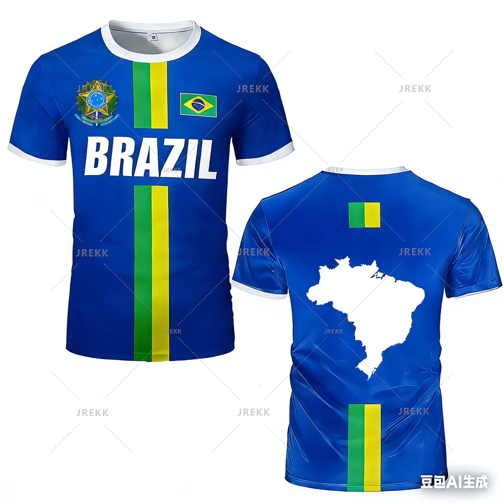 Nouveau Maillot de Football 2026 – Haut d'Entraînement à Rayures Drapeau Brésilien – T-shirt de Sport Séchage Rapide pour l'Extérieur