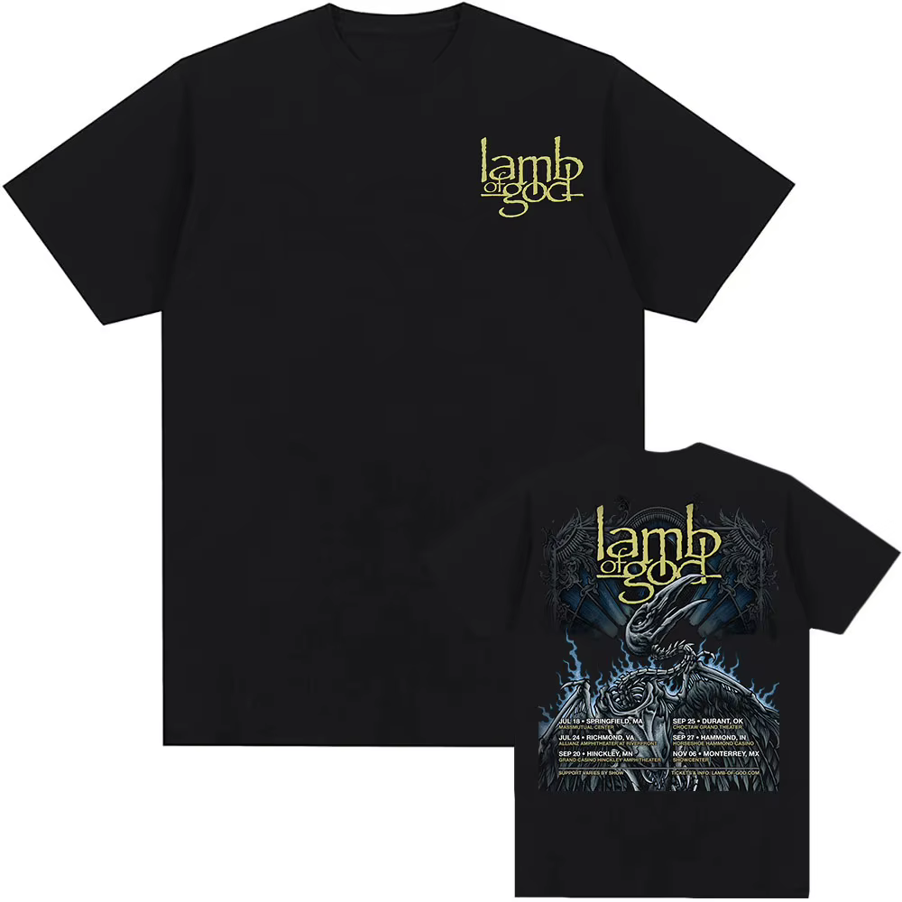 Agneau de dieu Tour 2025 nouveau T-shirt bande mentale impression graphique t-shirts à manches courtes coton homme