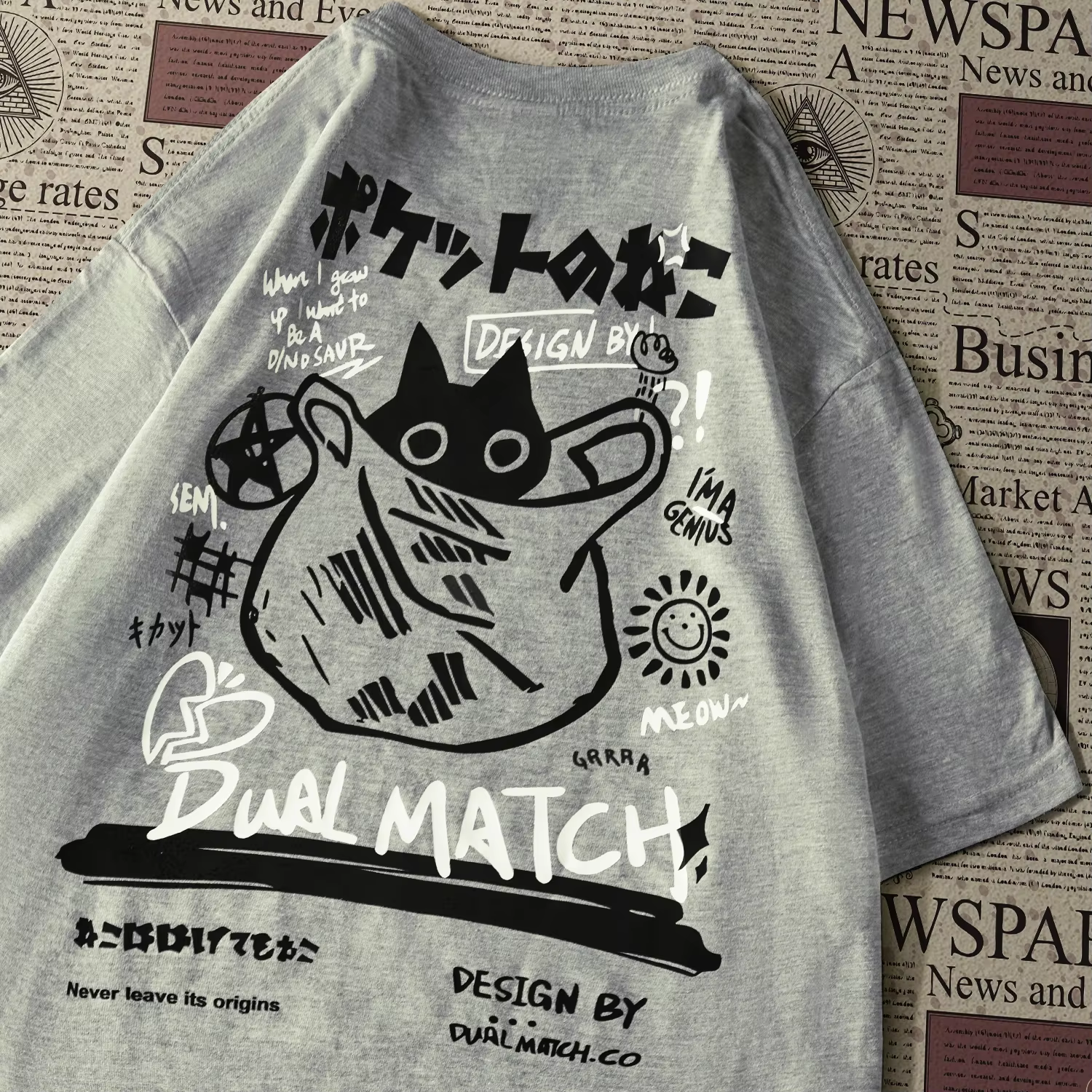 T-shirt à manches courtes pour femmes, dessin animé, Harajuku, Kawaii, imprimé chat, vêtements de rue pour Couple, vêtements amples, Y2K, été, 2024