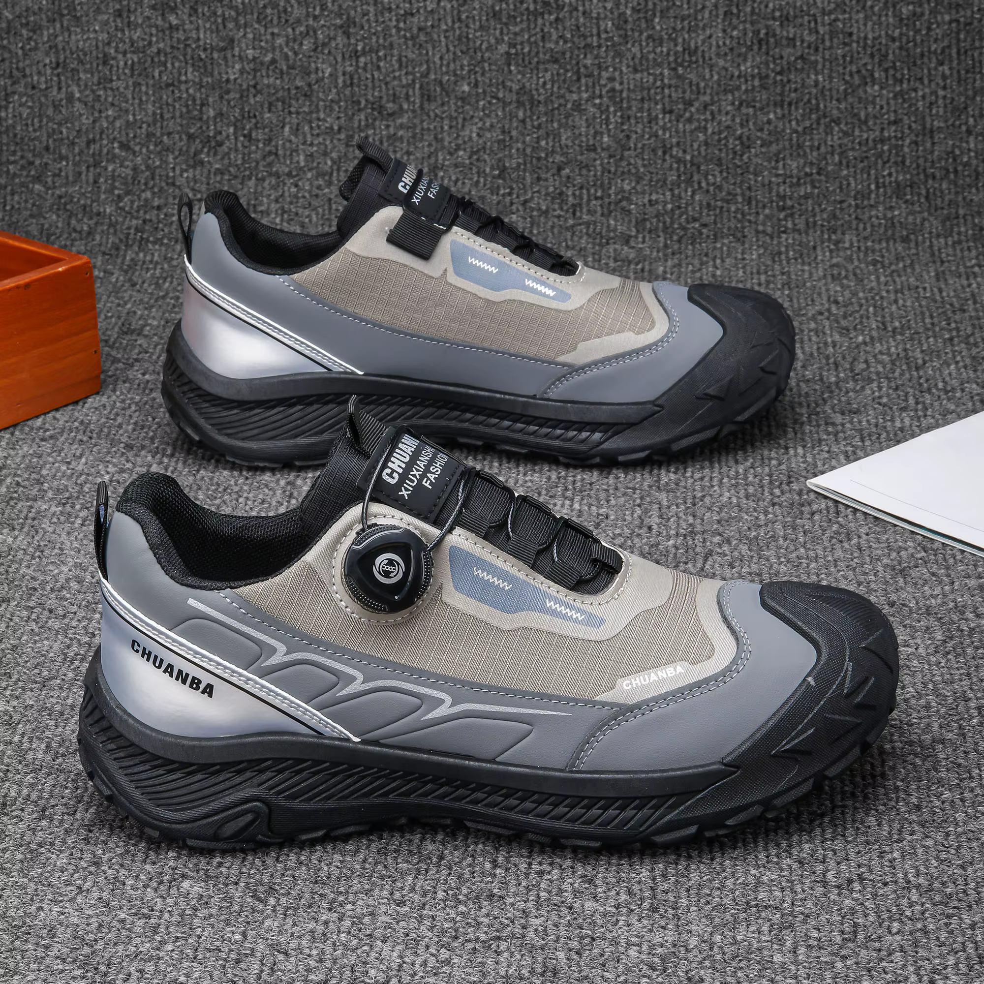 Chaussures de randonnée basses pour hommes, chaussures de sport d'extérieur, respirantes, antidérapantes, résistantes à l'usure, chaussures de randonnée à boucle rotative