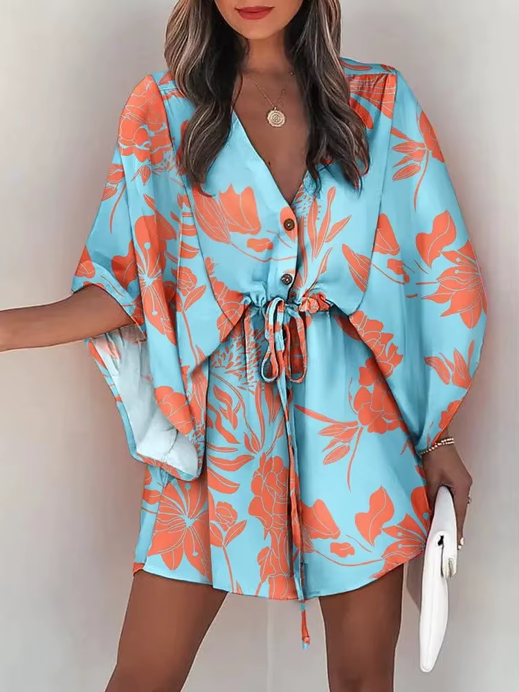 Robe d'été décontractée à manches volantes pour femmes