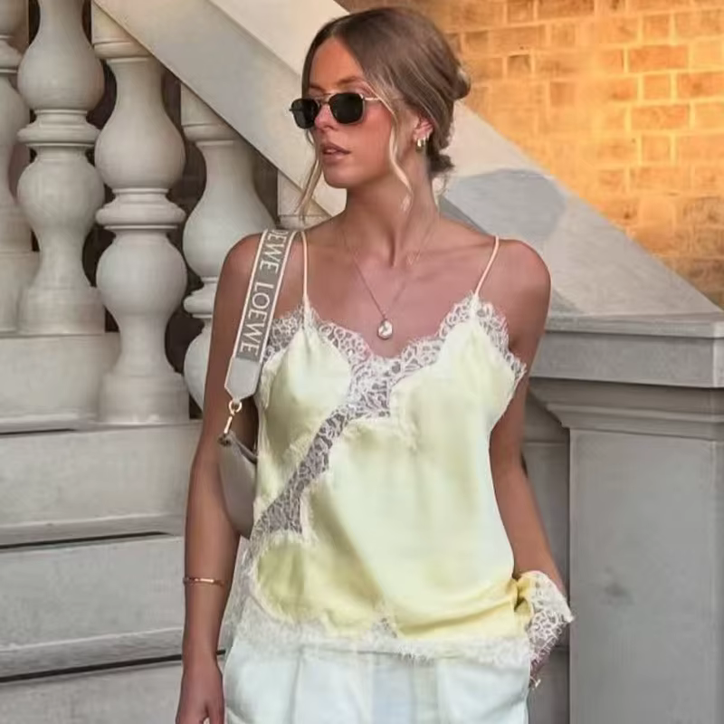 HXAO 2025 femme asymétrique haut à bretelles femmes Sexy noir jaune bleu
