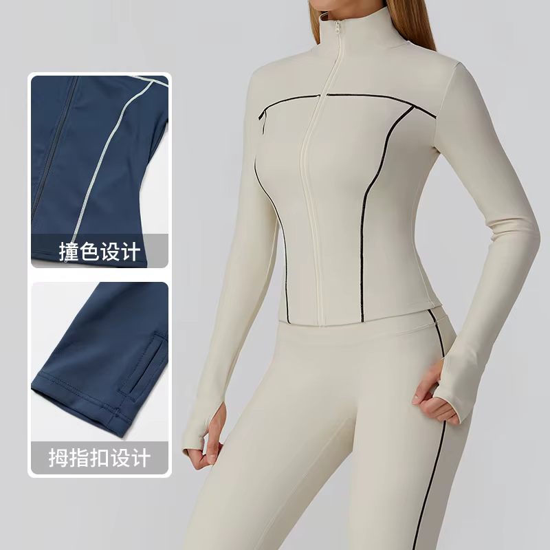 Coupe-vent serré mince femmes vestes de course gymnase Yoga sport veste à glissière cyclisme entraînement manteau haut