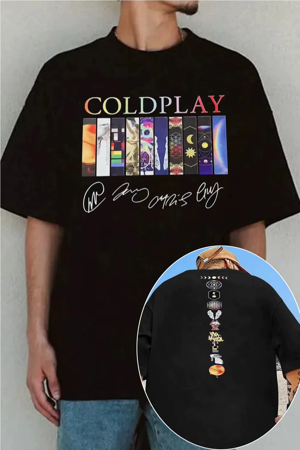 T-shirt unisexe tendance en coton à manches courtes et col rond pour homme et femme, coupe ample, idéal pour l'été – Édition limitée Cold-plays