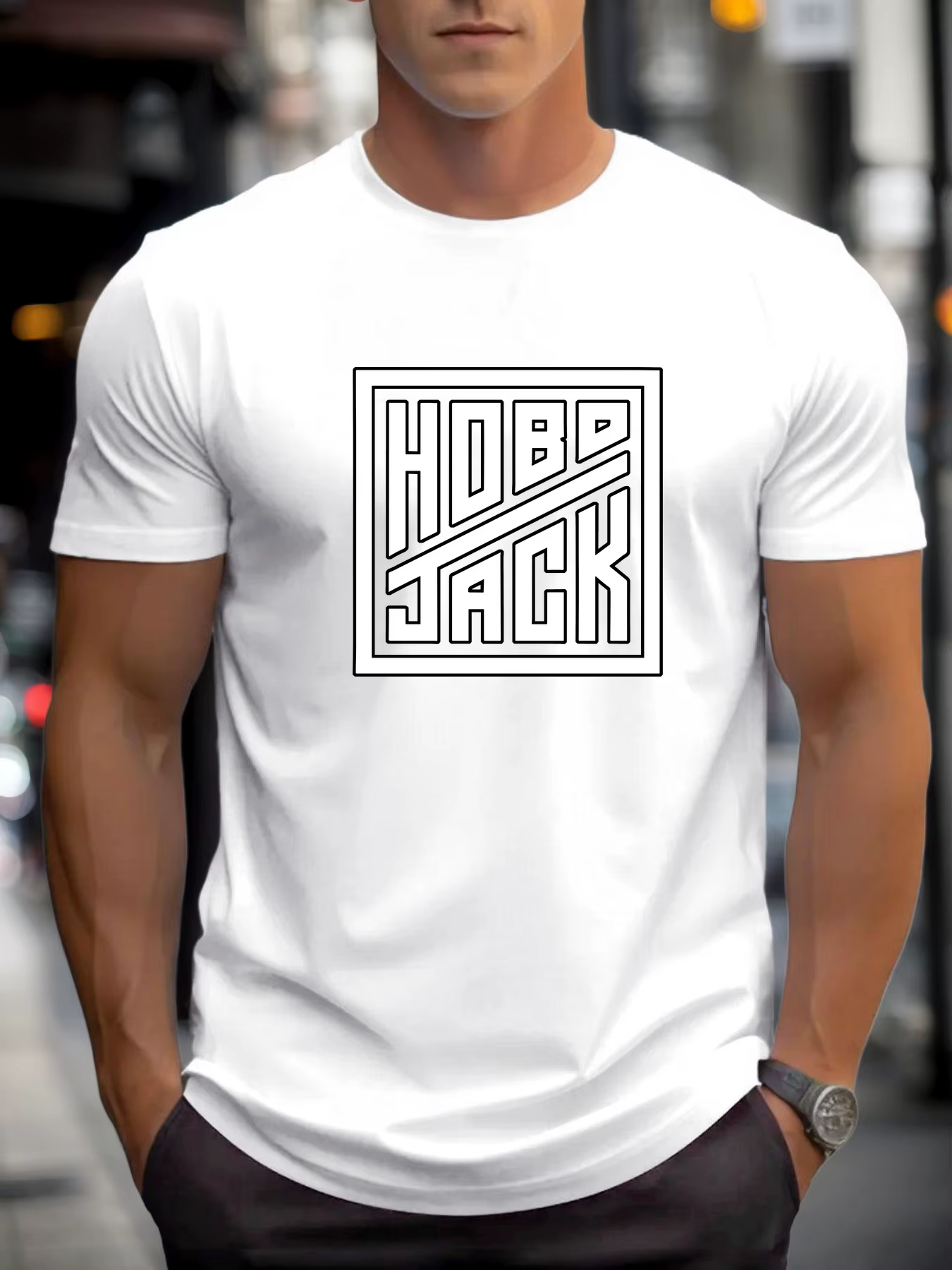 T-shirt pour hommes hobo jack 100 % coton imprimé graphique été col rond