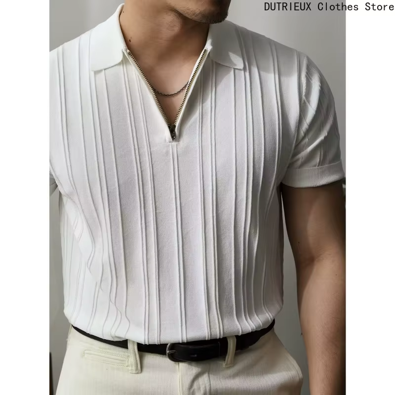 【2025 Vêtements d'été légers de luxe pour hommes】 Polo à fermeture éclair