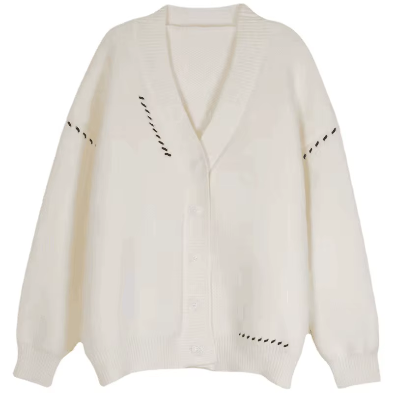 Pull pour femmes en automne hiver col en v pull chaud ample polyvalent collège Style Chic Cardigan début veste à la mode