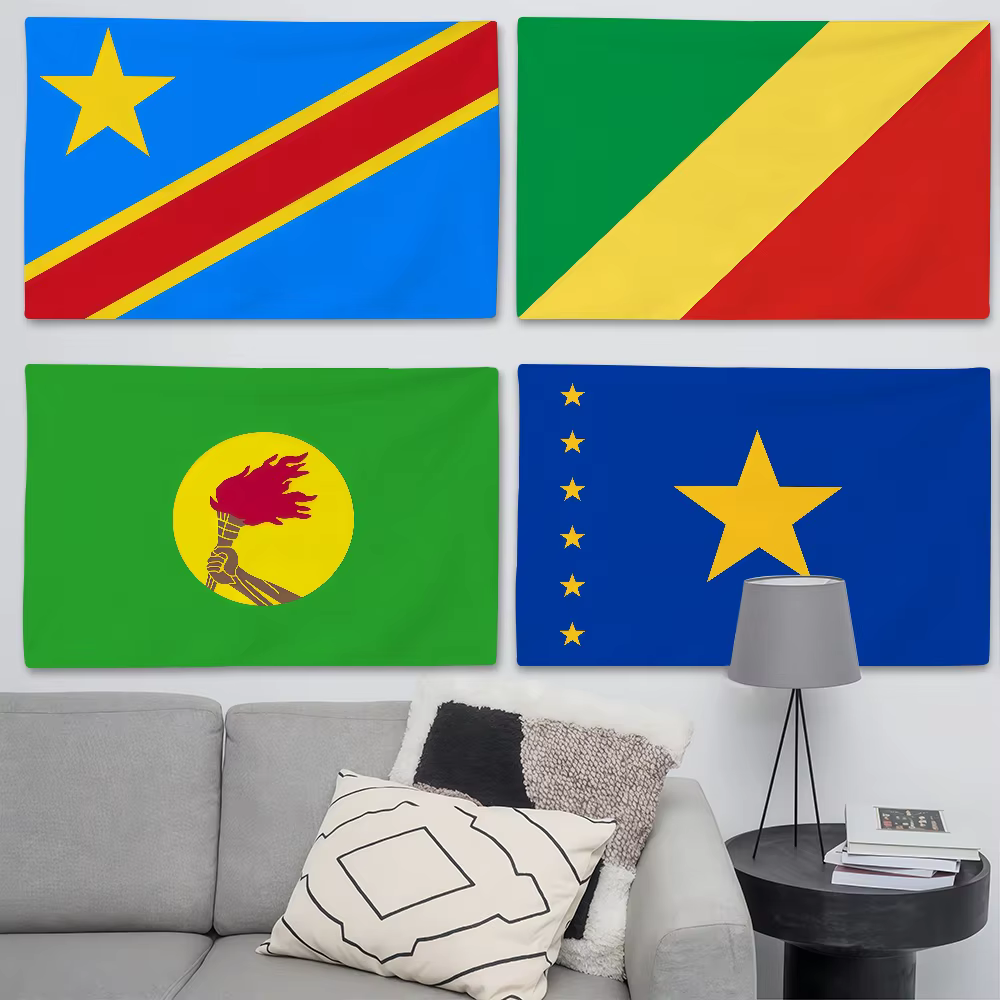 Drapeau de la République démocratique du Congo, idéal pour les fêtes, les clubs, la décoration murale intérieure ou extérieure, bannière, cadeau