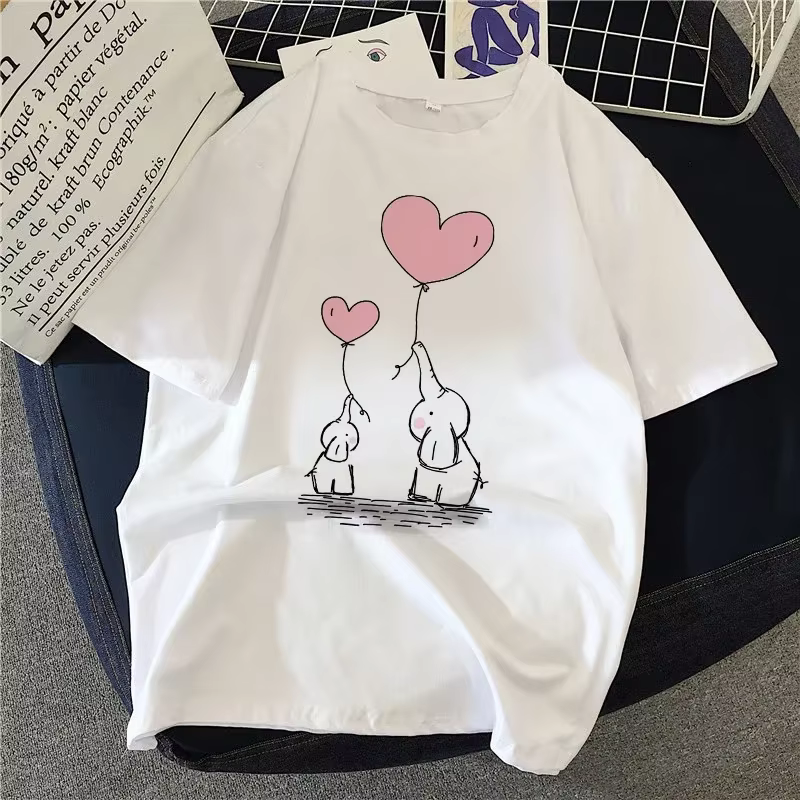 Femmes T-Shirt dessin animé chat groupe imprimé