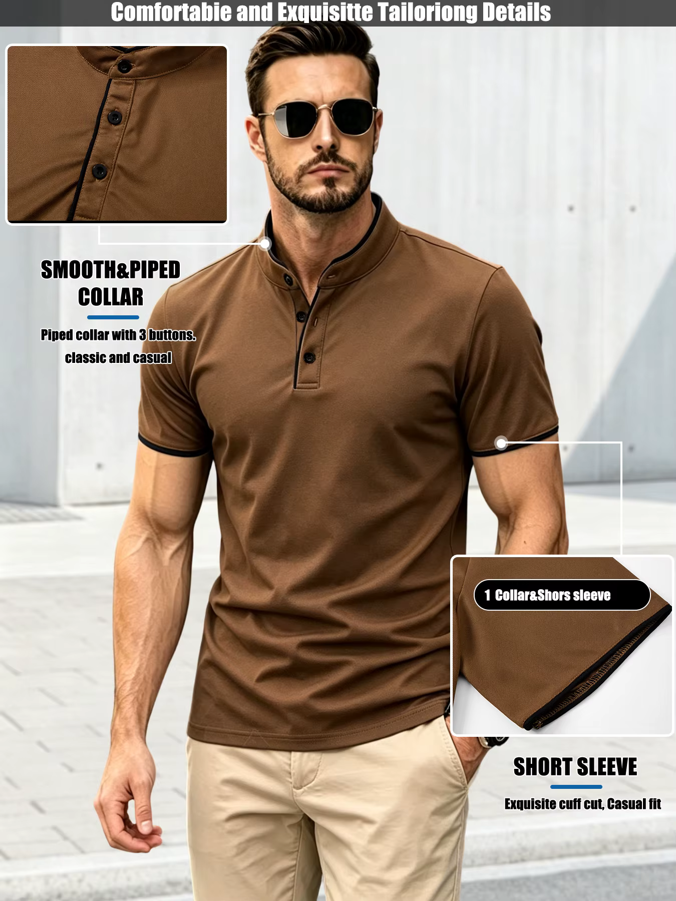 Polo pour homme à col mandarin de haute qualité