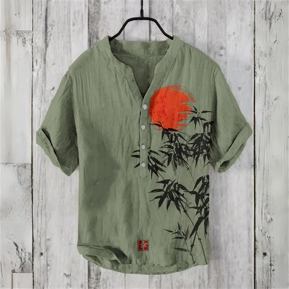 POLO chinois rétro à manches courtes pour hommes