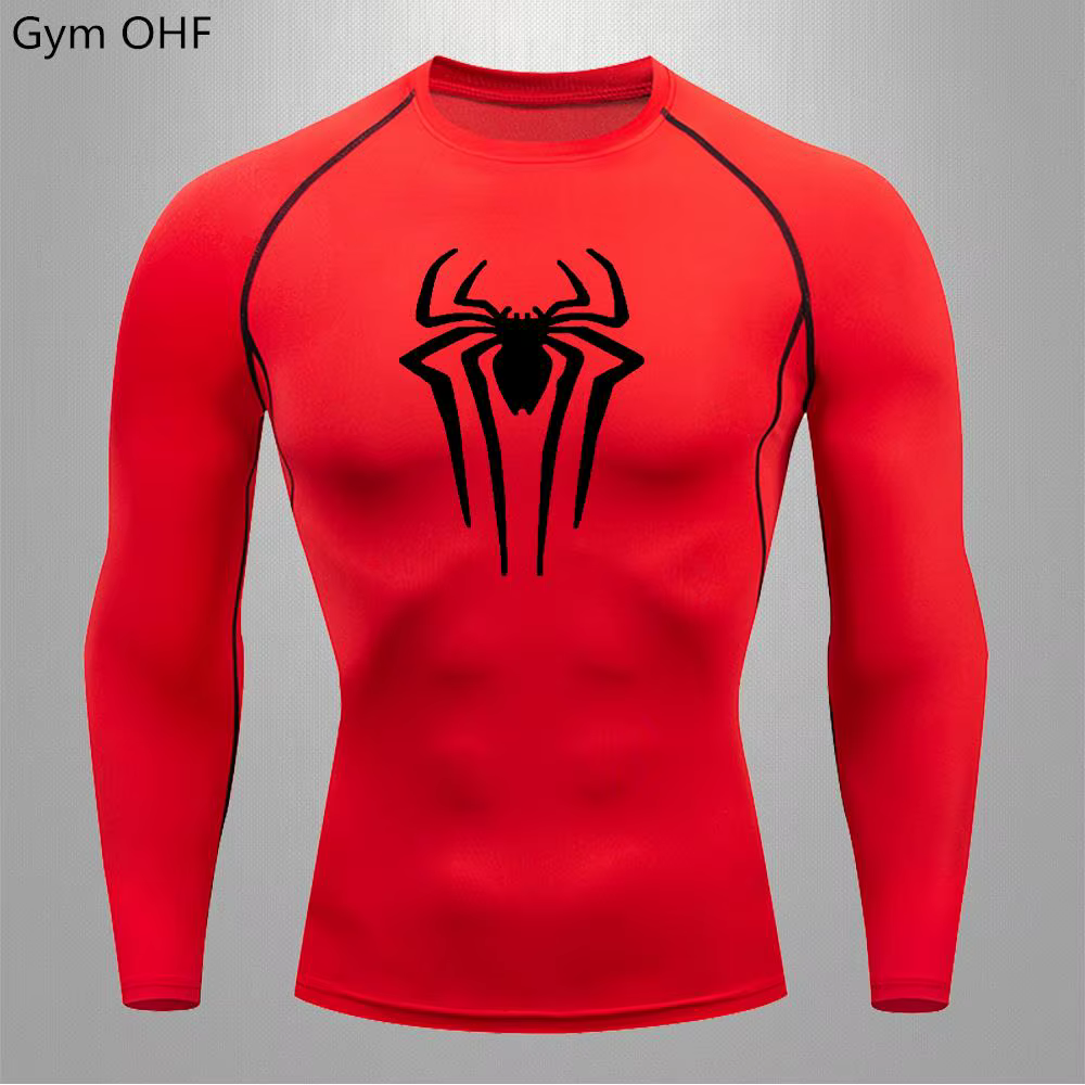Spider-T-shirt de compression à manches longues pour homme