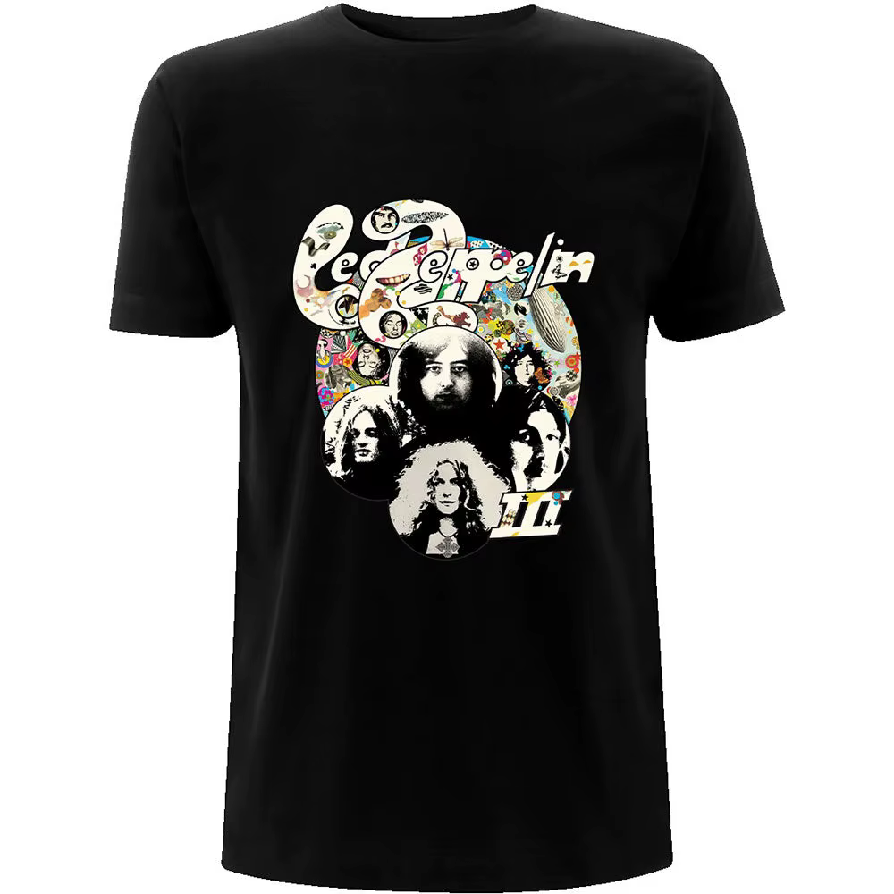 T-Shirt Photo Led Zeppelin Band en coton pour hommes et femmes