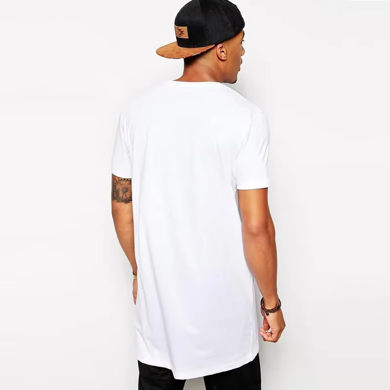 T-shirt long blanc en coton pour homme