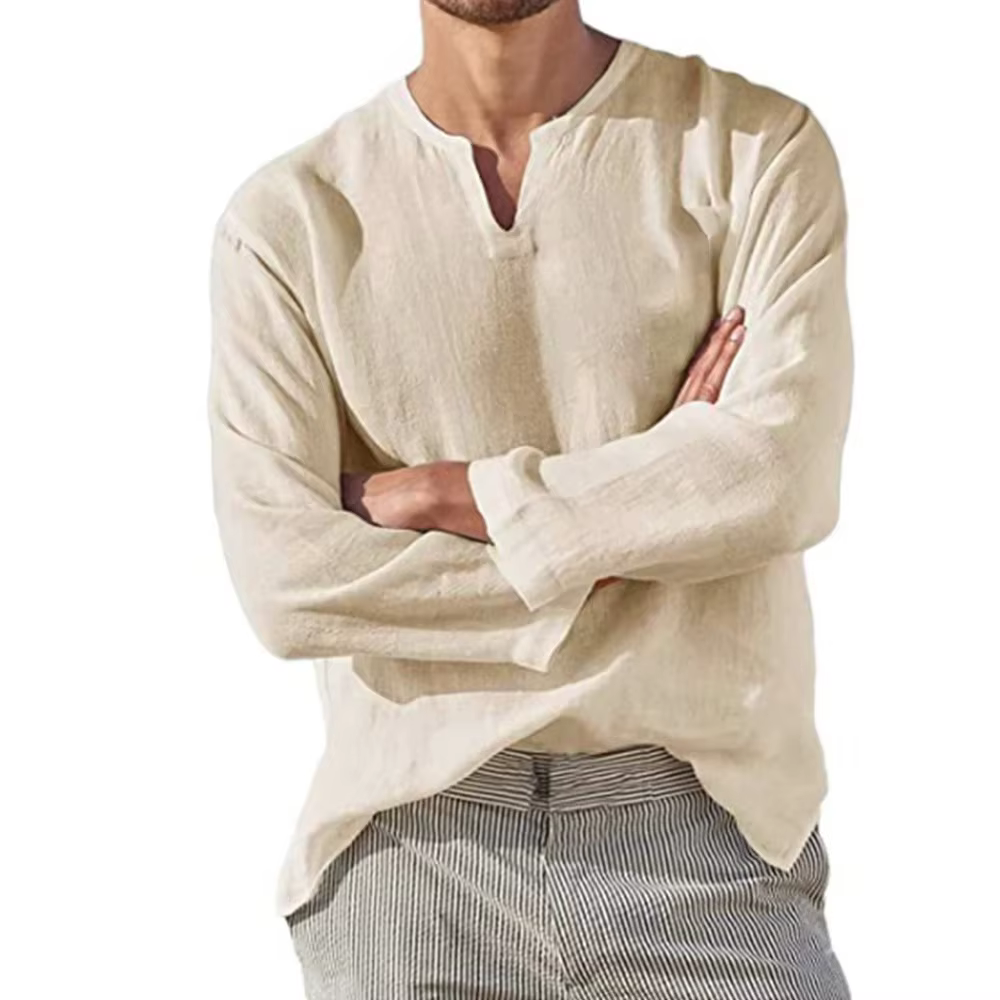 Chemise en coton et lin pour hommes