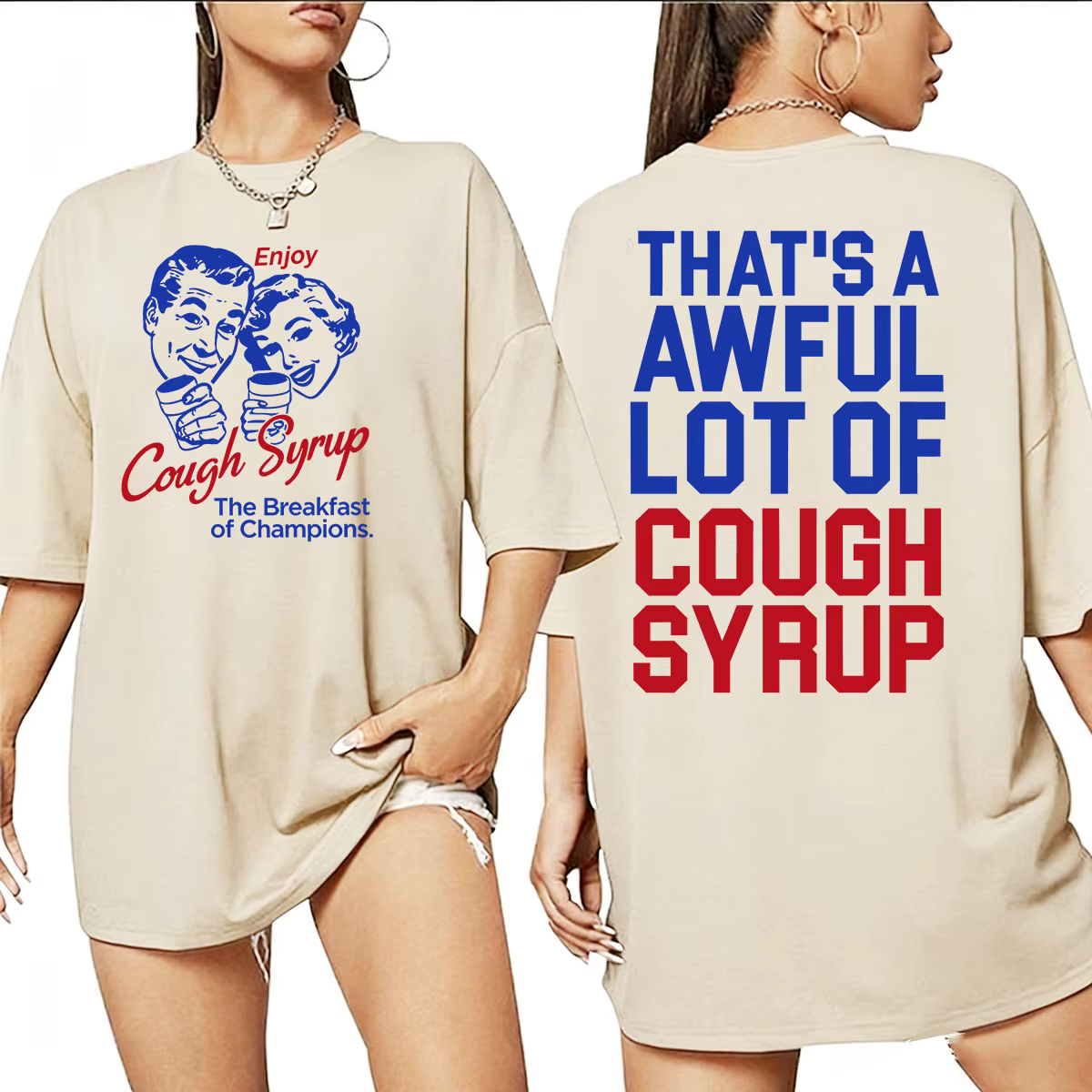 T-shirts humoristiques « Enjoy Cough Syrup Breakfast of Champions » pour hommes et femmes