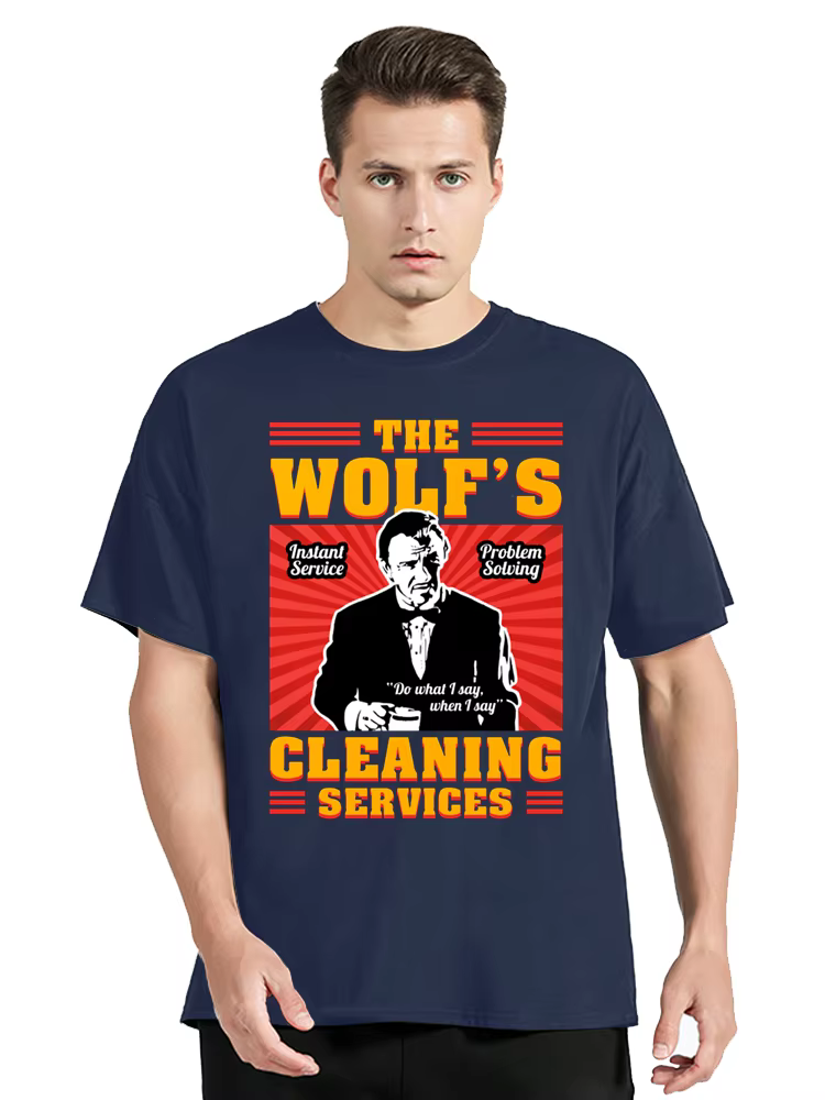 Film Pulp Fiction le loup Vintage T-Shirt vêtements pour hommes surdimensionné