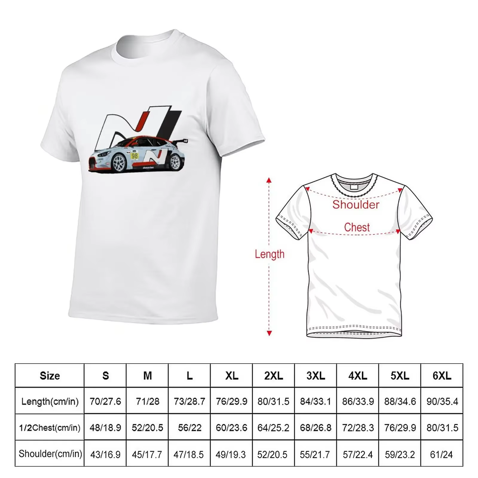 T-shirt graphique Veloster N TCR Race Car pour hommes, haut d'été, nouveau