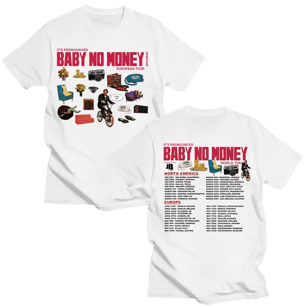 Bbno $ c'est préconcé bébé pas d'argent Tour européen 2025 T-shirts rappeur humoristique coton t-shirt à manches courtes été unisexe hauts