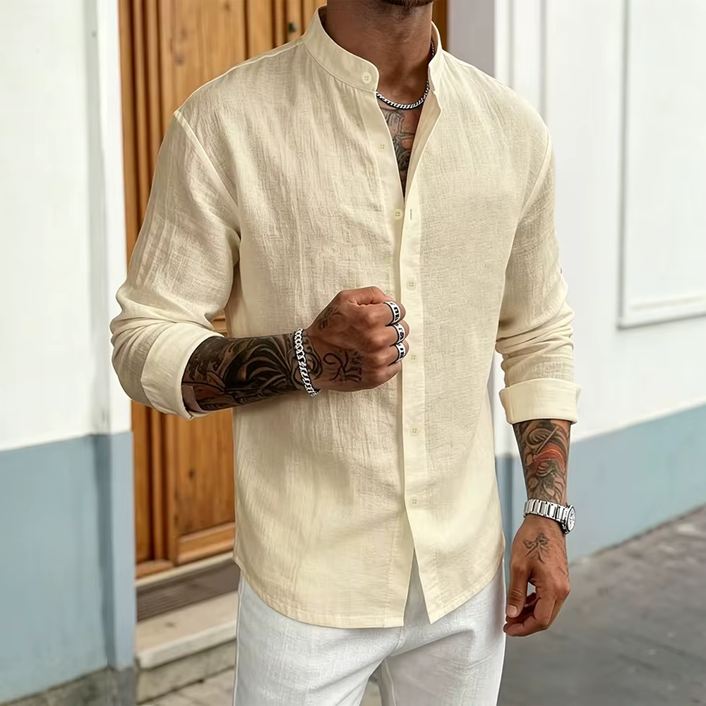 Chemise en coton et lin pour homme