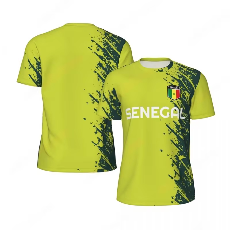 Mode drapeau du sénégal graphique Football T-shirts pour hommes tendance 3D emblème National imprimé sport