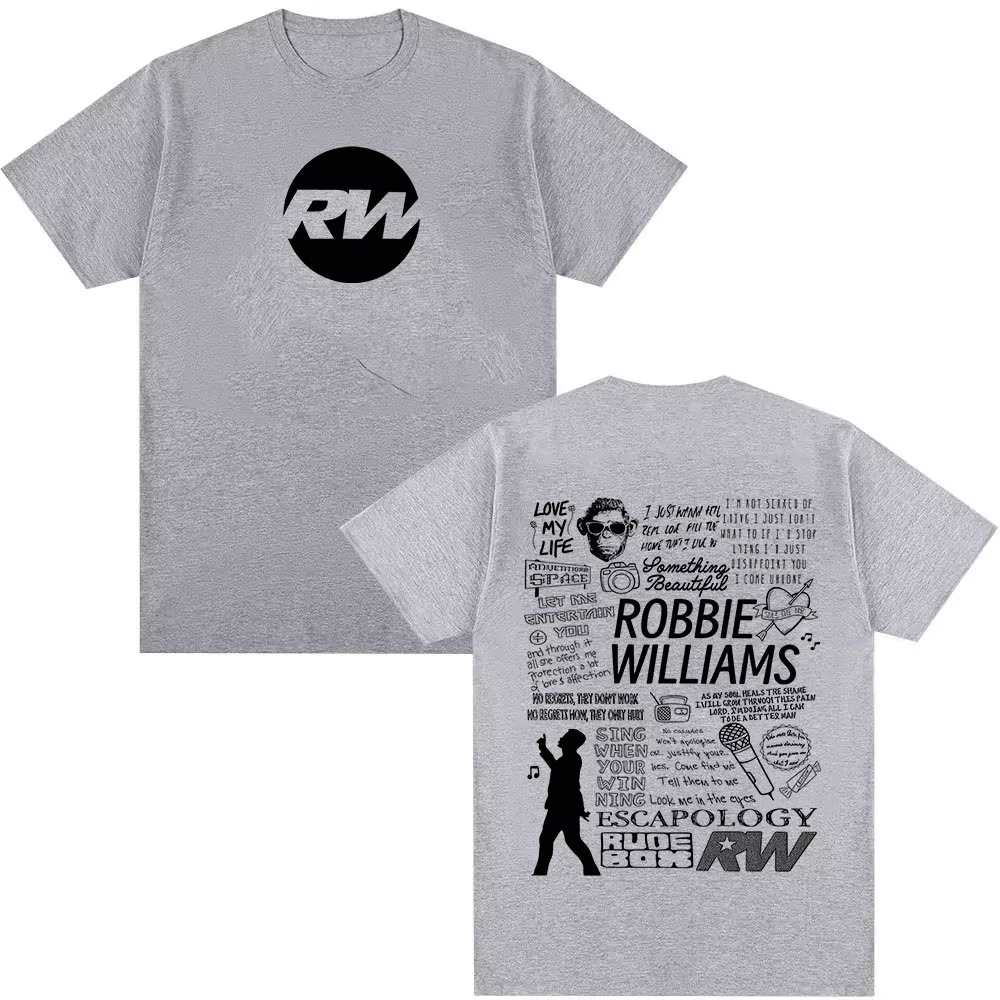 Robbie Williams Rw Tour Album Merch T-shirt hommes femmes mode Harajuku