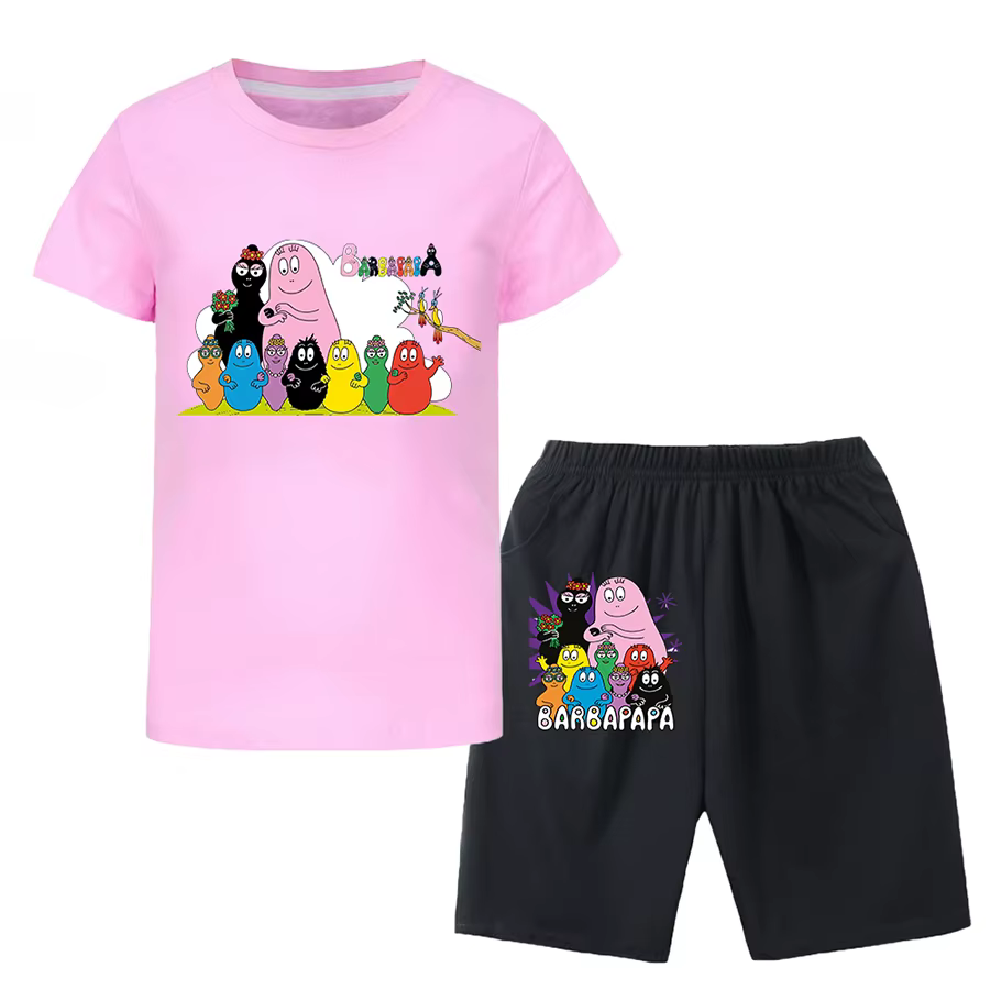 Barbapapa T-shirt pour un garçon ensemble deux pièces pour enfants de 6 à 12 ans vente d'été enfant en bas âge fille