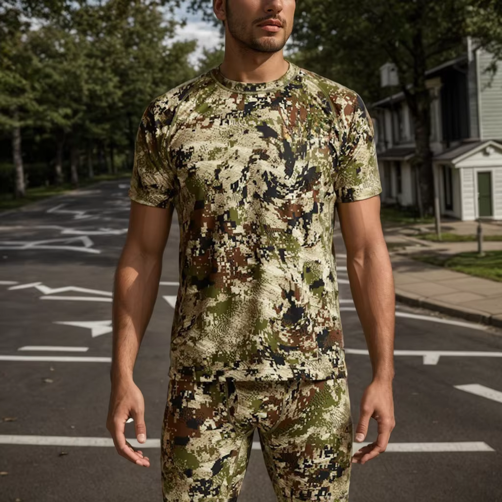T-shirt pour homme, antibactérien, séchage rapide, imprimé camouflage, chasse, manches courtes, vêtements de chasse d'été