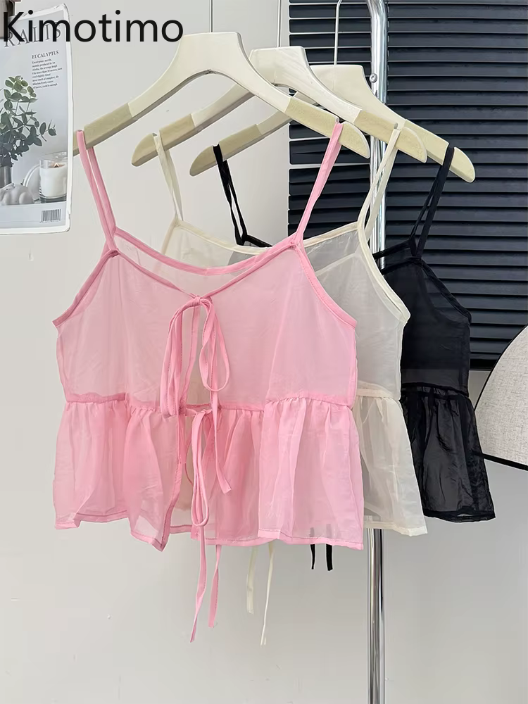 Kimtiendra mo-Gilet à lacets rose pour femmes
