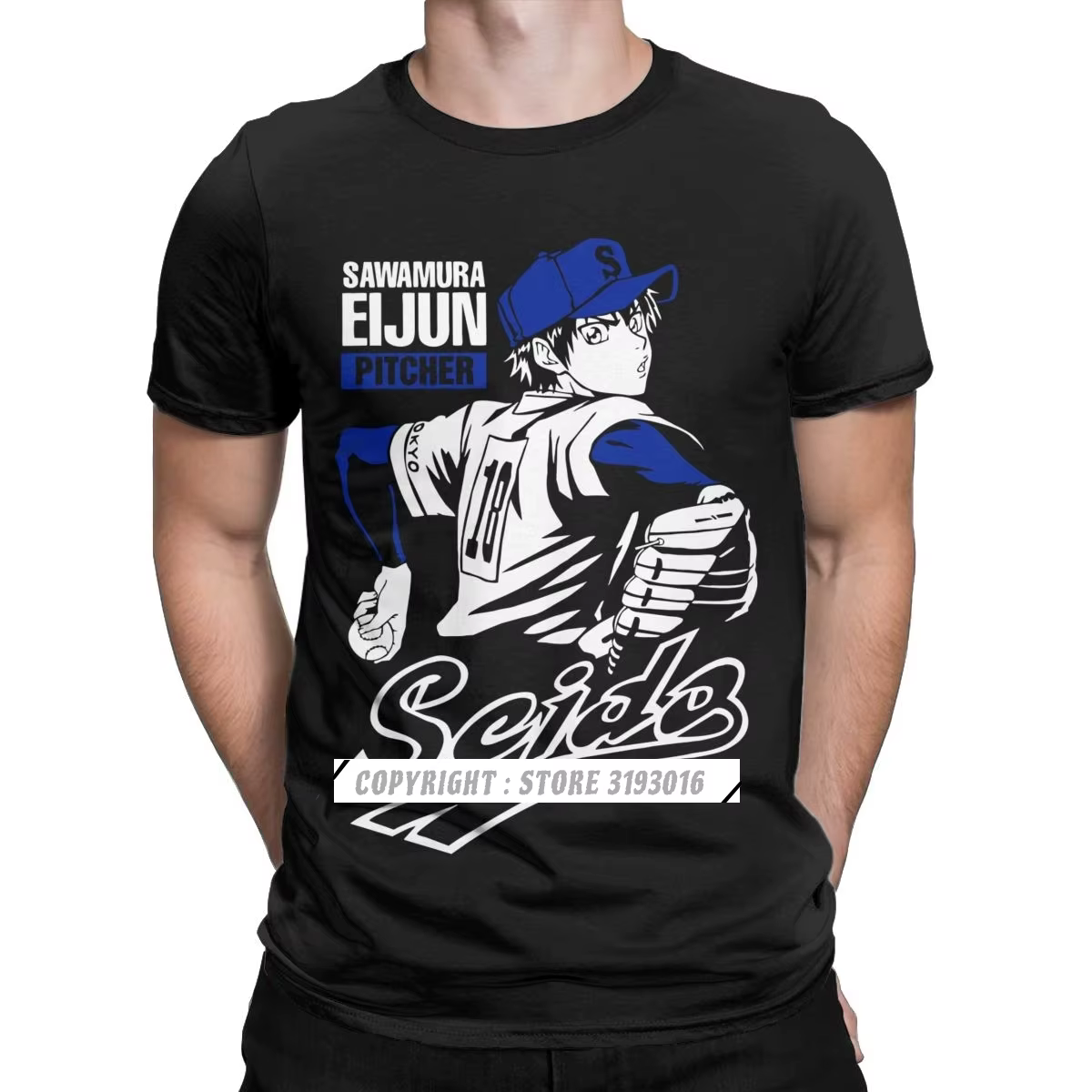 T-Shirt de Baseball à col rond pour homme