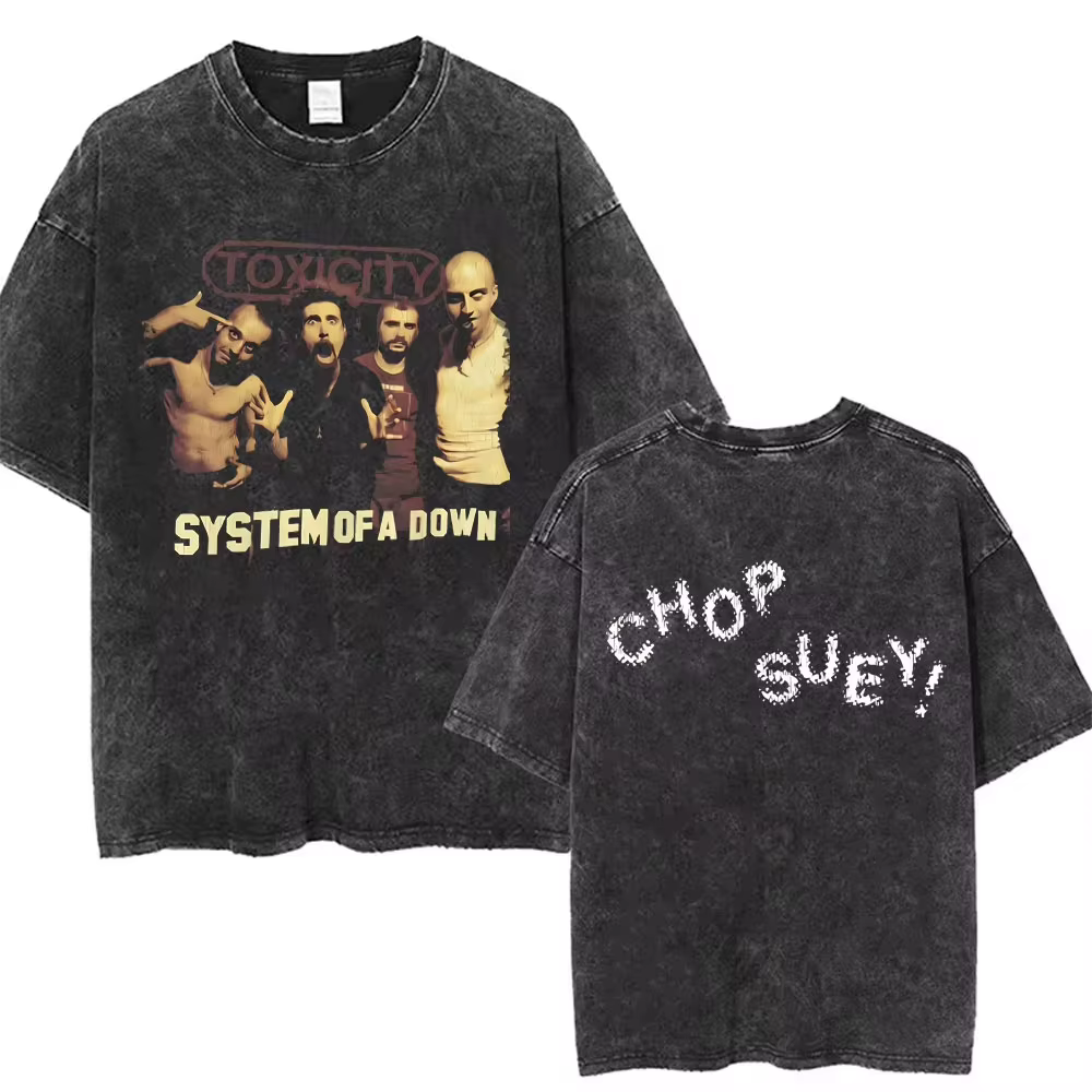 T-shirts graphiques délavés System of A Down Toxicity Album pour hommes et femmes