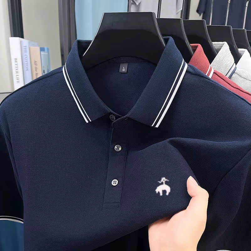 Polo brodé de marque haut de gamme pour homme