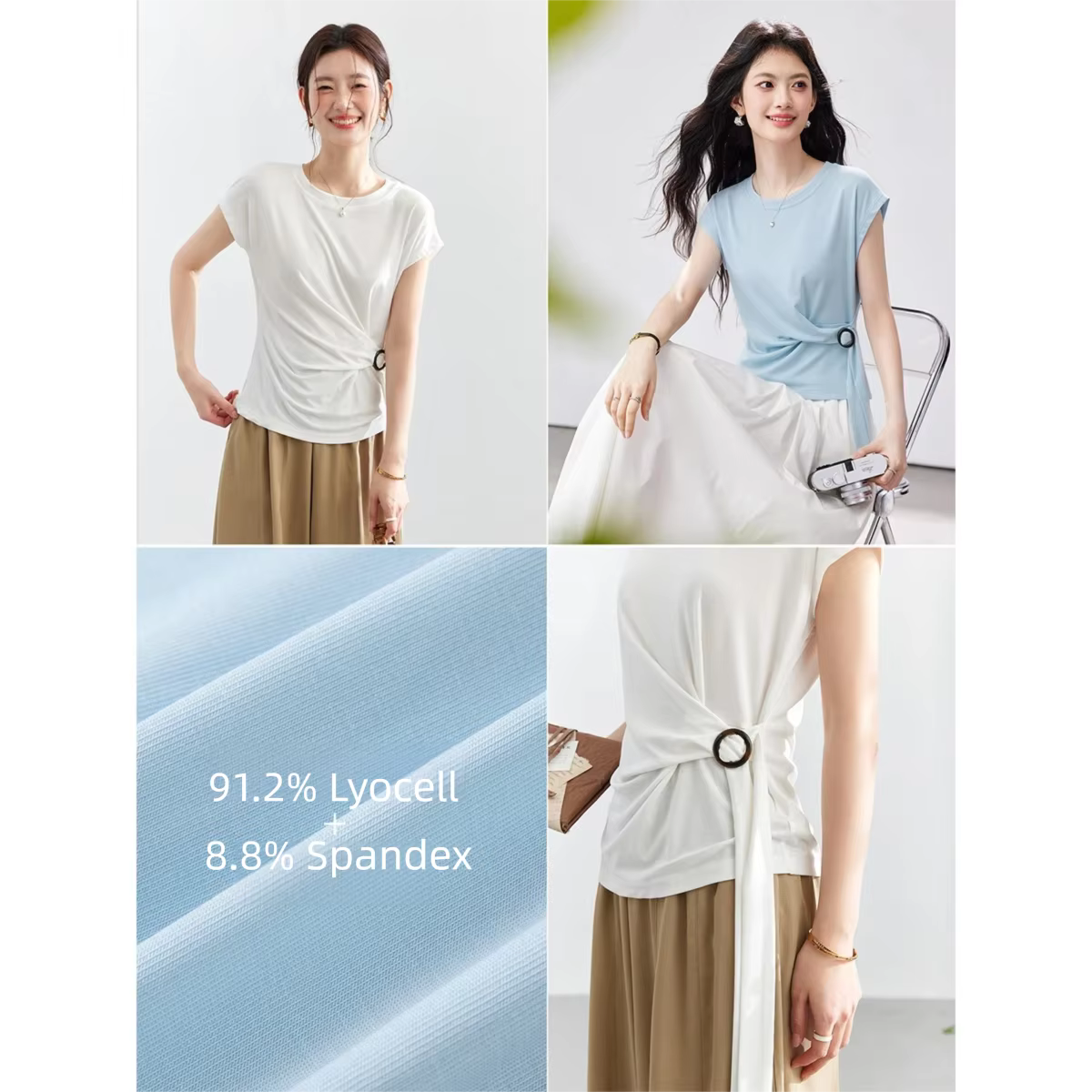 T-shirt VIMLY pour femme en Lyocell à manches courtes
