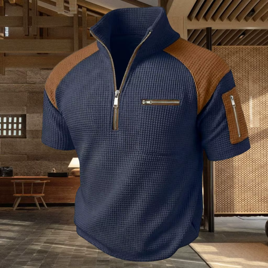 Polo pour homme avec fermetures éclair sur les bras et la poitrine pour un design coloré