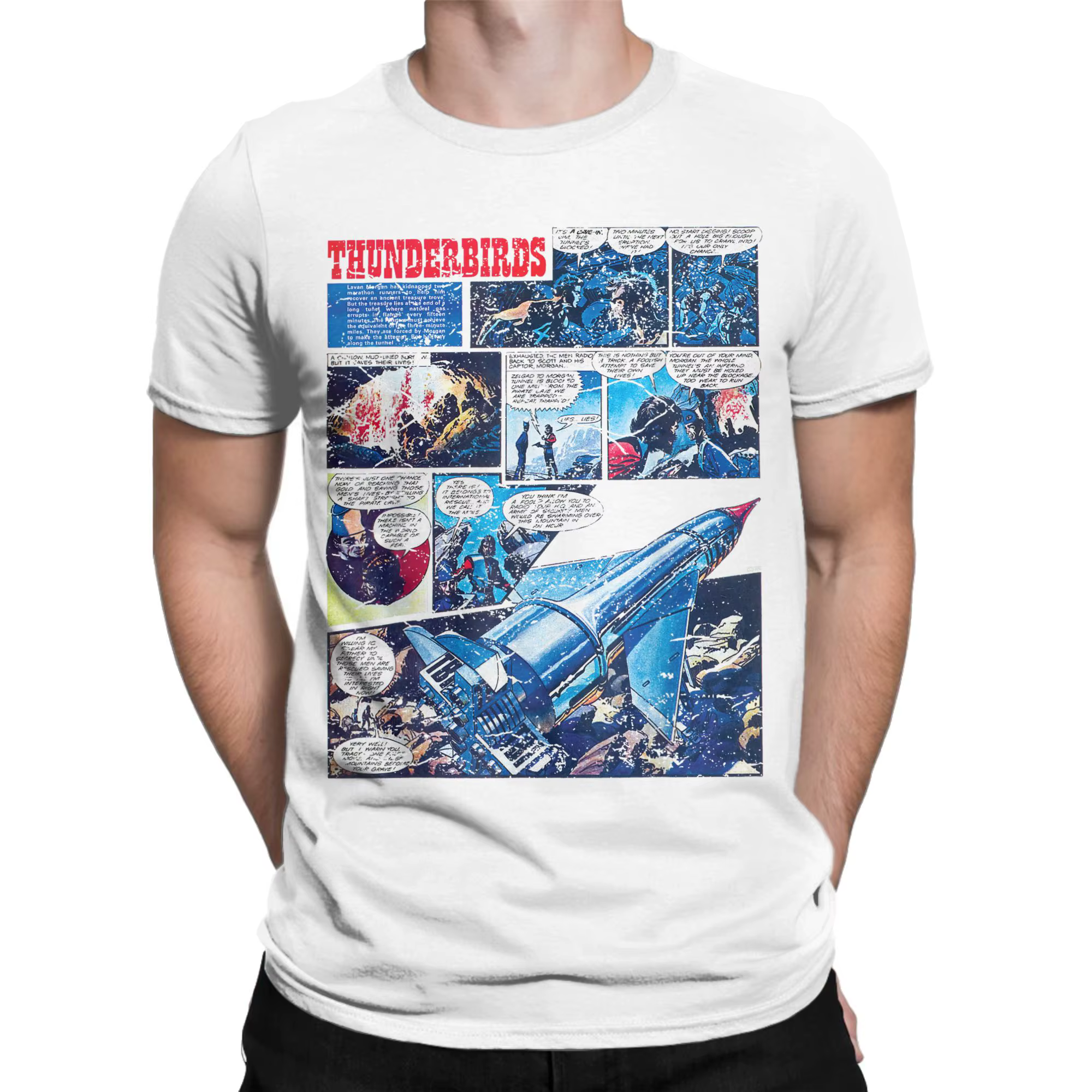 Thunderbird en détresse bande dessinée Page T-Shirts pour hommes dessin animé coton t-shirt col rond à manches courtes