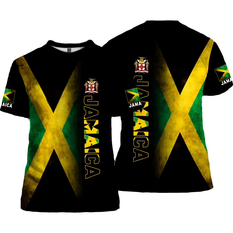 Jamaïque drapeau graphique t-shirt pour hommes jamaïcain emblème National 3D imprimé à manches courtes été Streetwear