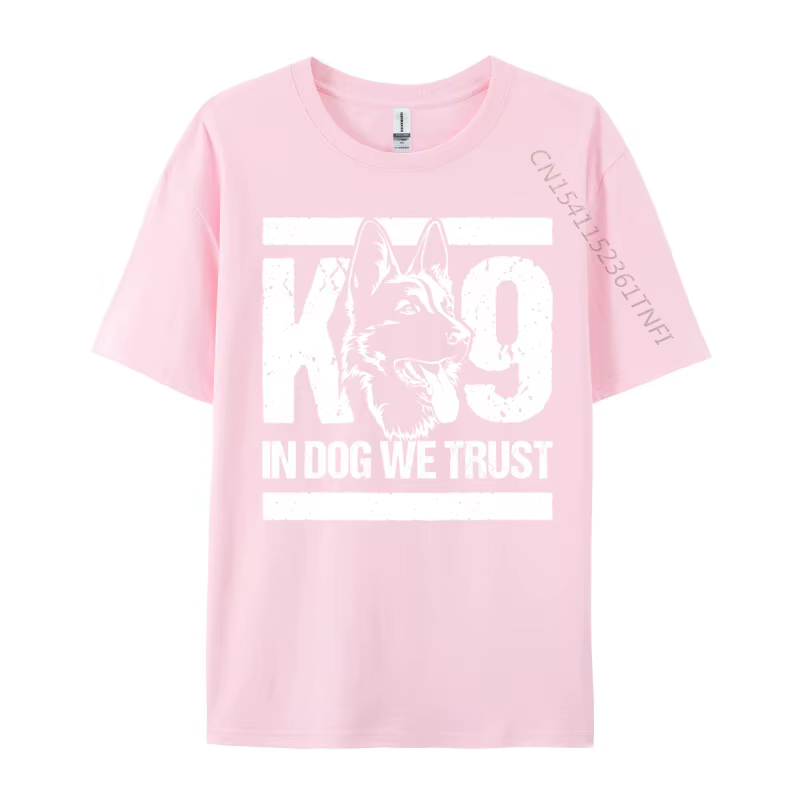 T-Shirt à Manches Courtes en Coton avec Imprimé de Ligne Bleue K9