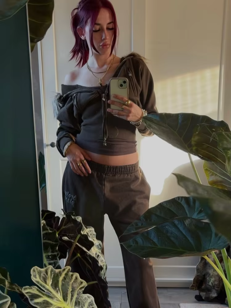 Sweat à capuche en cuir Patchwork pour femme