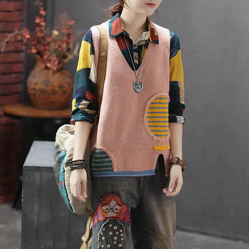 Gilets en tricot jaune pour femmes