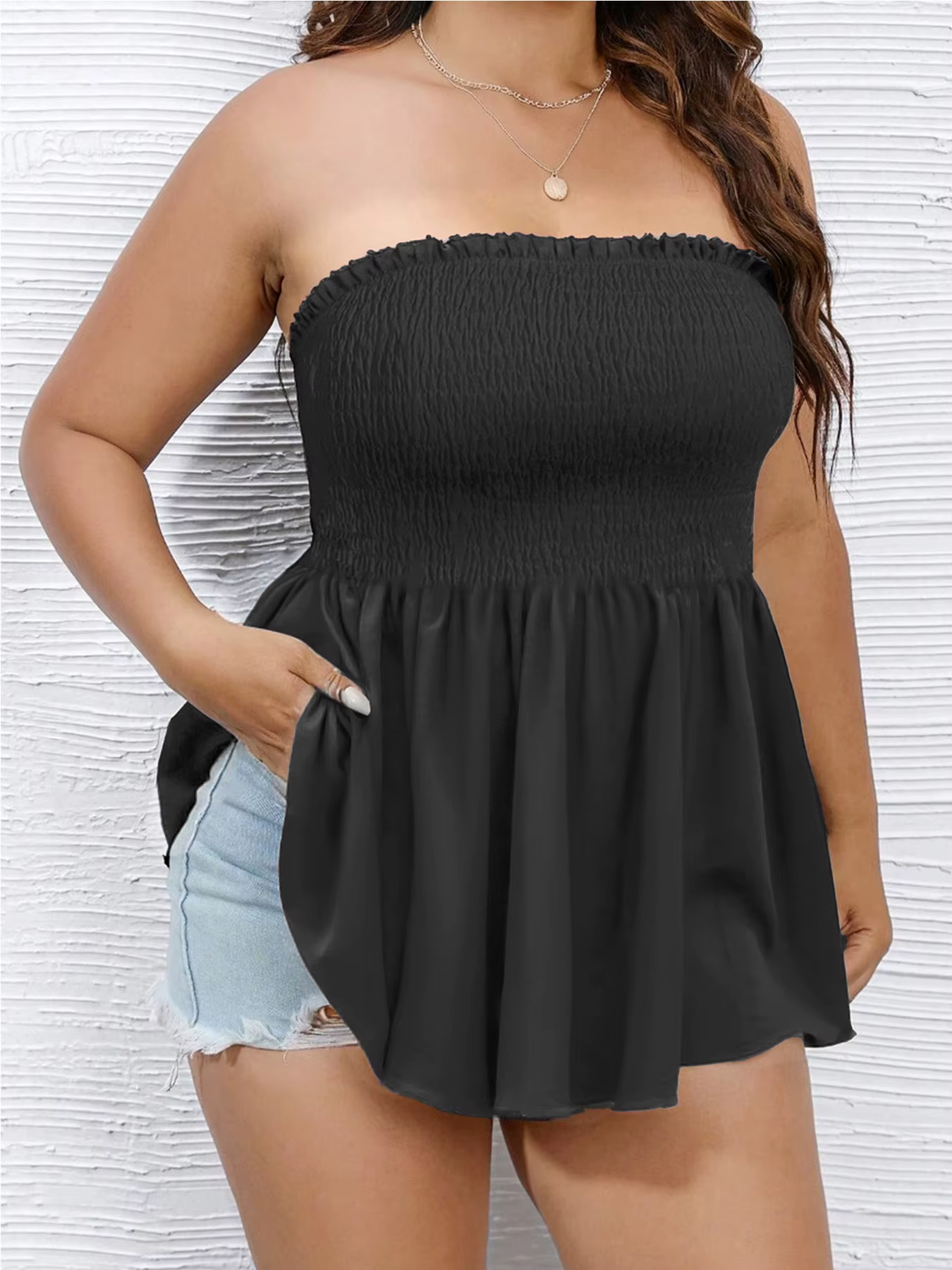Haut confortable grande taille pour femme, couleur unie, amincissant, décontracté