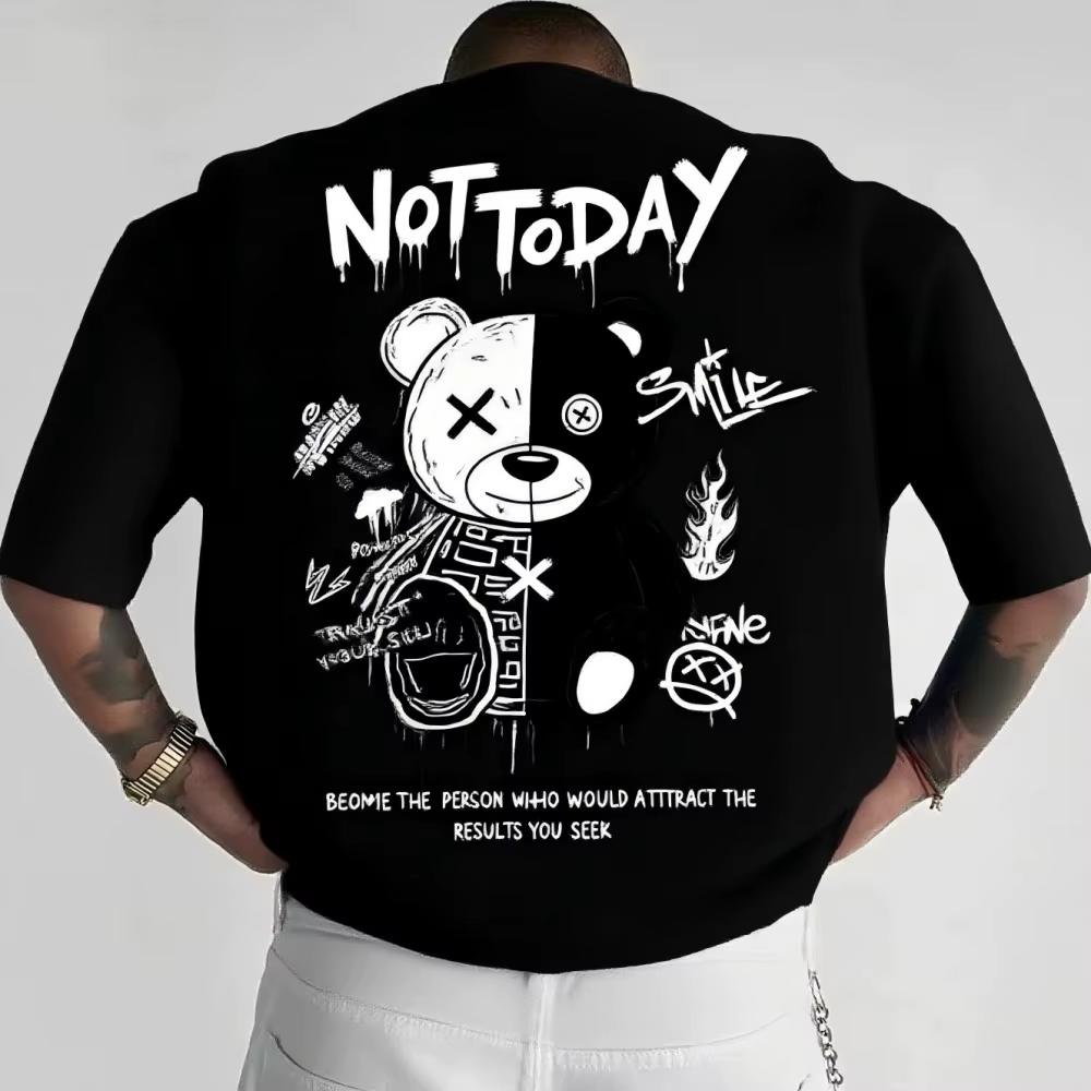 T-shirt graphique Not Today Graffiti Teddy Bear pour homme