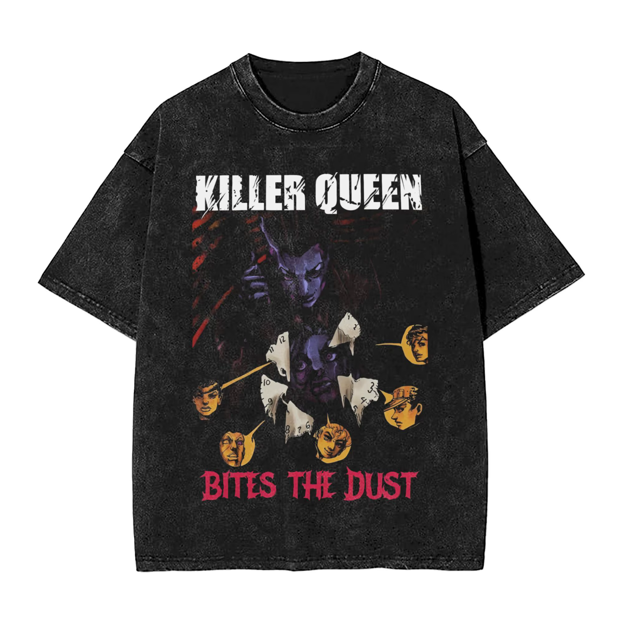 Anime Jojo's Bizarre Adventure Joseph Joestar Kira Killer T-shirt Men Manga Vintage Tshirts Harajuku Washed Cotton T Shirt