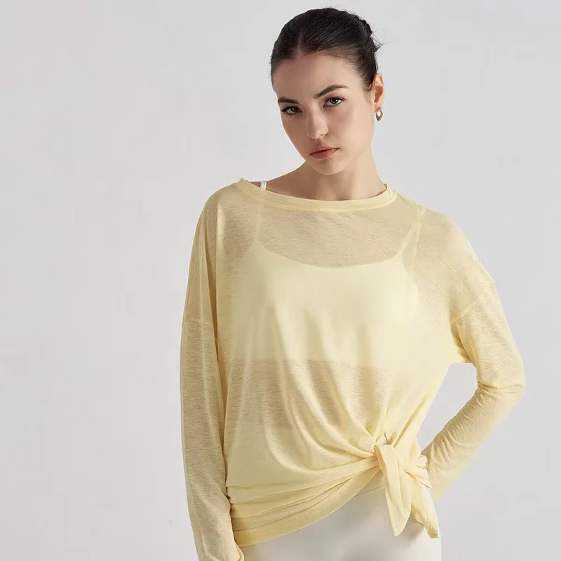 T-shirt de sport pour femmes, respirant, sexy, beauté du dos, vêtements de fitness, séchage rapide, entraînement de course, haut de yoga à manches longues, été 👚