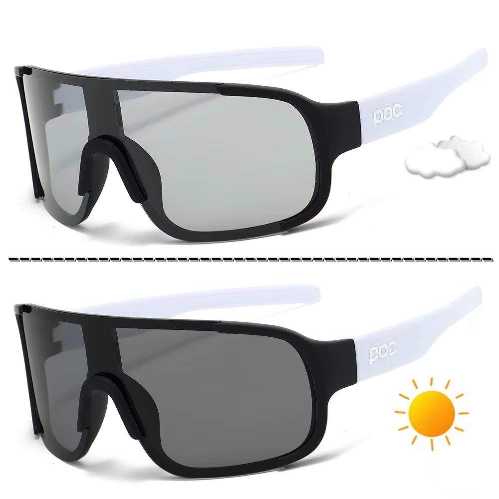 Lunettes de cyclisme à changement de couleur jour et nuit POC. Lunettes coupe-vent pour les sports de plein air, la course à pied et le marathon