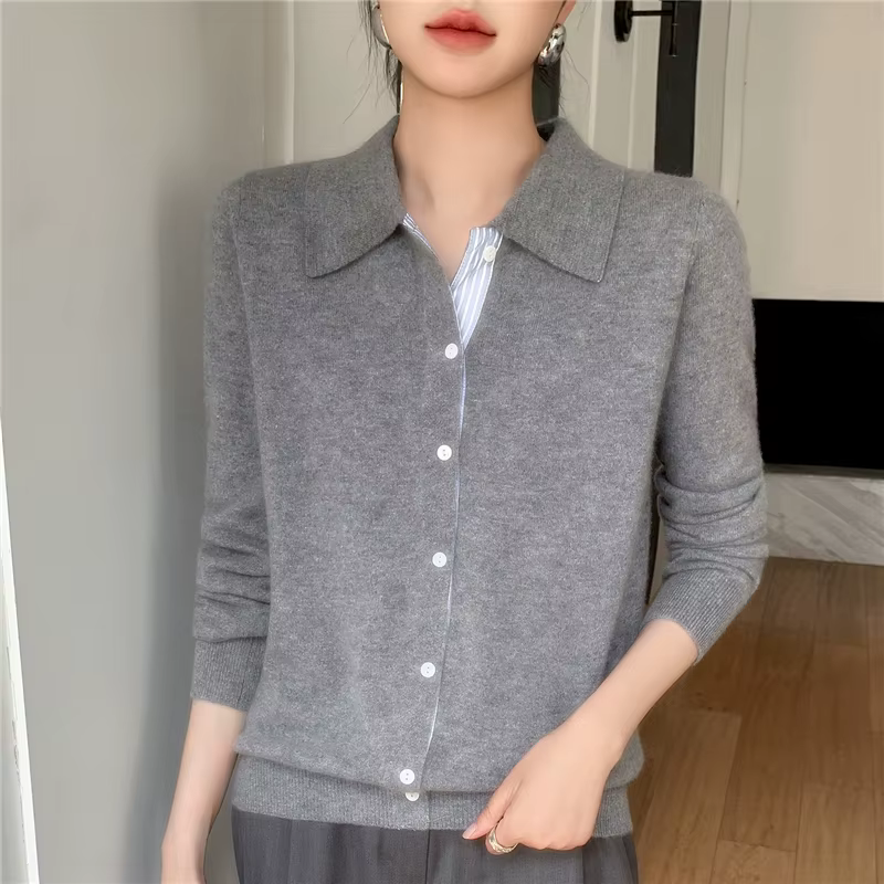 Cardigan à col Polo pour femme