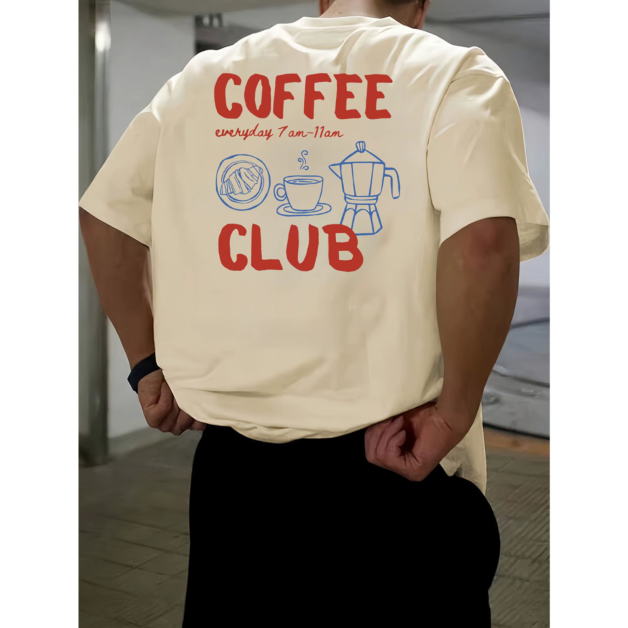 T-shirt décontracté imprimé Coffee Club pour hommes
