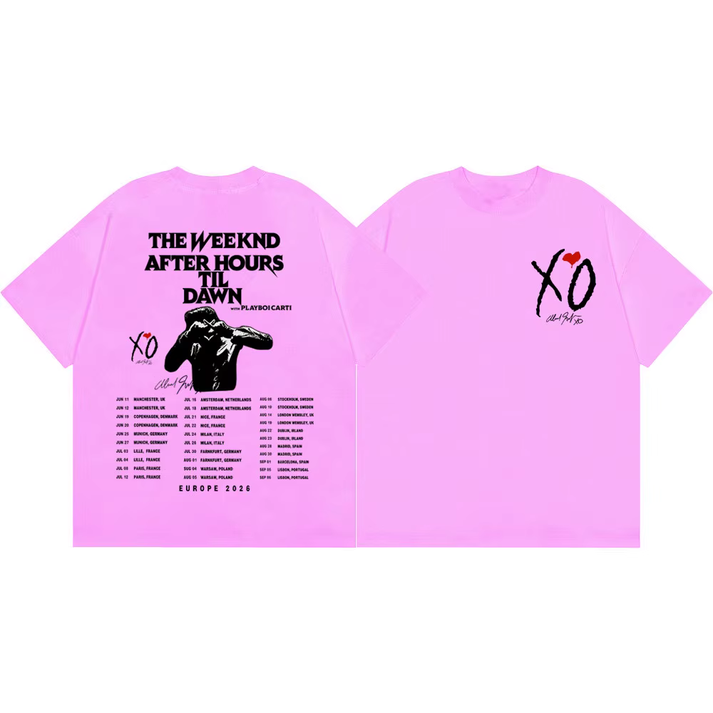 T-shirt graphique The Weeknd After Hours Til Dawn Tour 2026, T-shirts vintage hip-hop à manches courtes pour hommes et femmes, T-shirt décontracté tendance