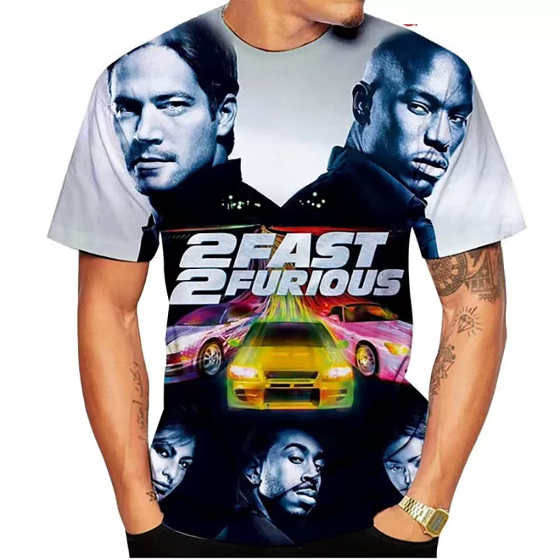 Mode rapide et furieux impression 3D T-Shirts hommes femmes col rond manches courtes t-shirt surdimensionné Y2K Harajuku